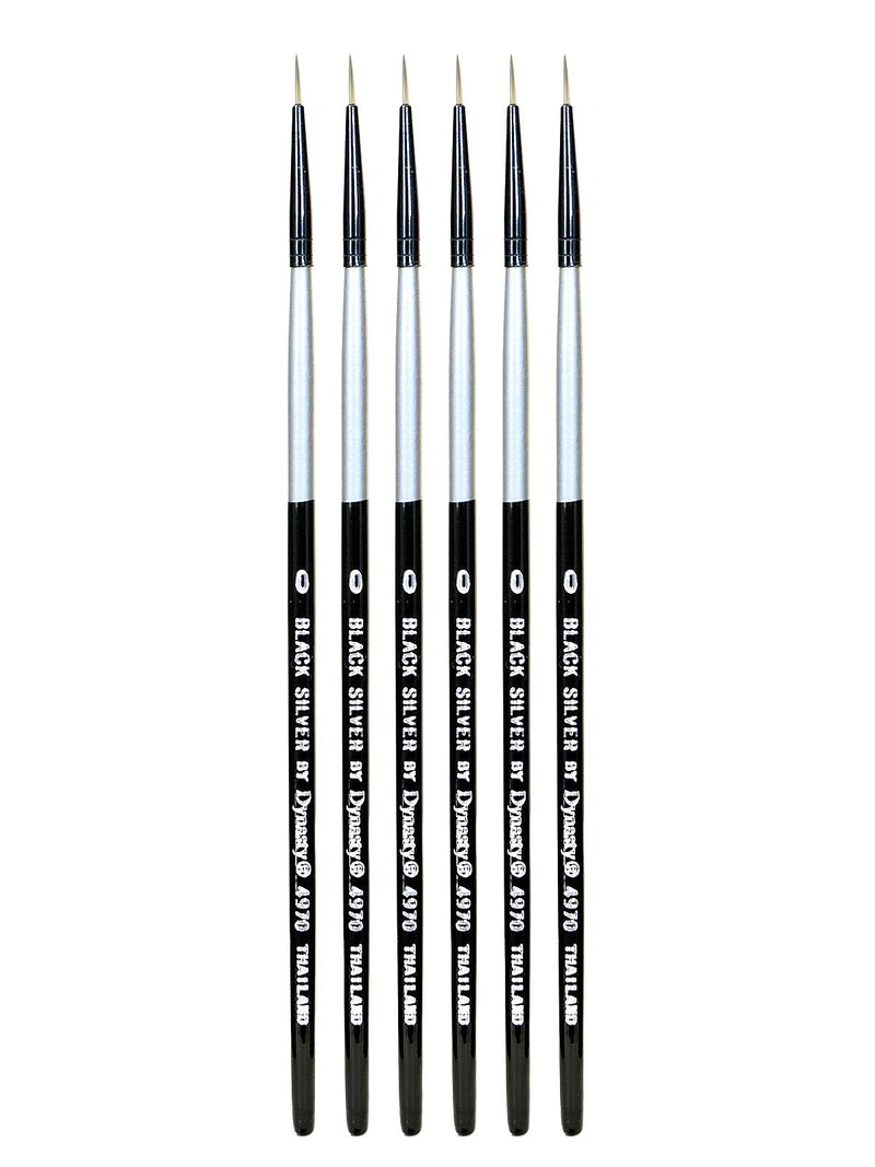 Dynasty Black Silver Round Short Handle 0, 6/Pack (PK6-32824)