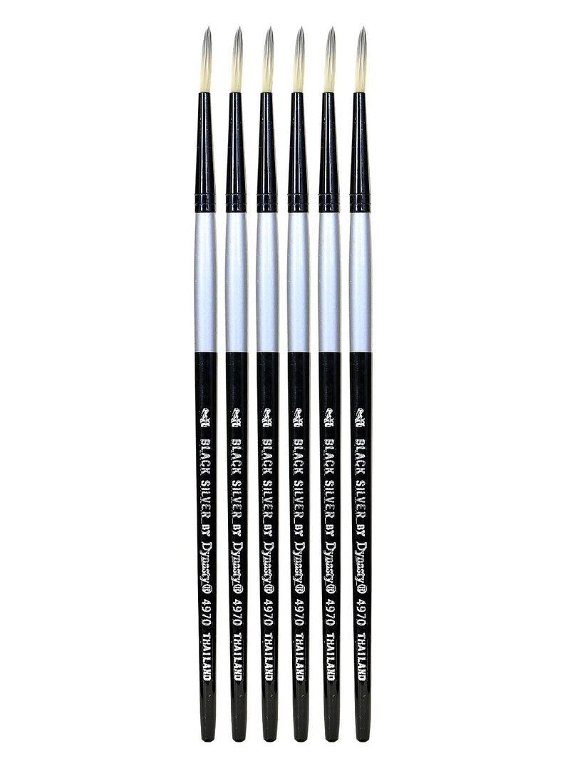 Dynasty Black Silver Round Short Handle 4, Pack of 6 (PK6-32825)