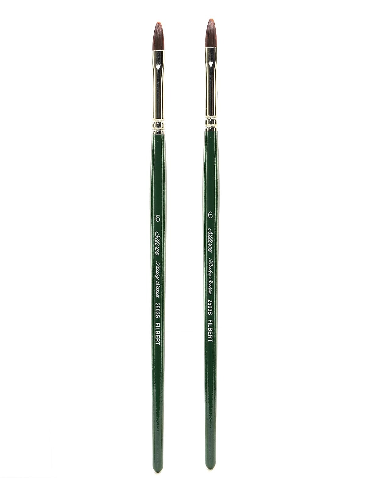 Silver Brush Ruby Satin Series Synthetic Brushes Short Handle 6 filbert 2503S [Pack of 2] (PK2-2503S-6)