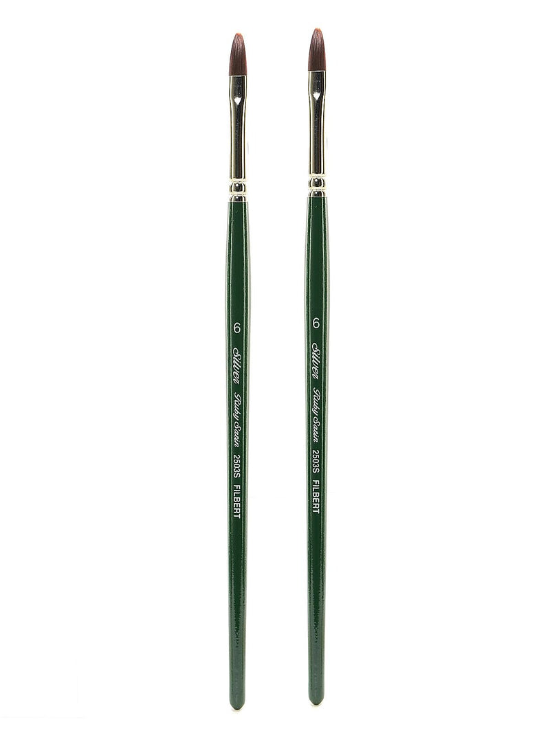 Silver Brush Ruby Satin Series Synthetic Brushes Short Handle 6 filbert 2503S [Pack of 2] (PK2-2503S-6)