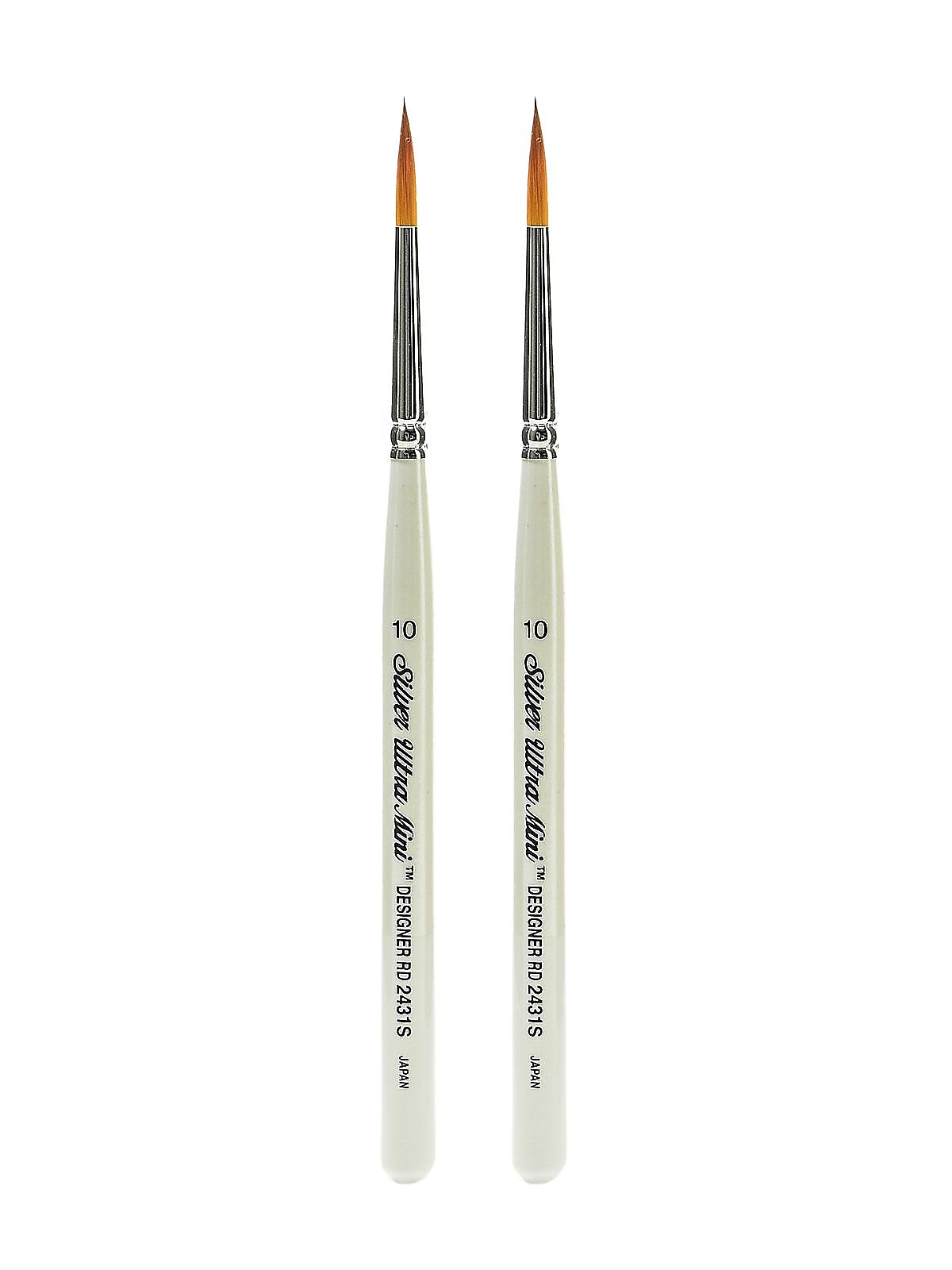 Silver Brush Ultra Mini Series Golden Taklon Brushes 10 designer round [Pack of 2] (PK2-2431S-10)