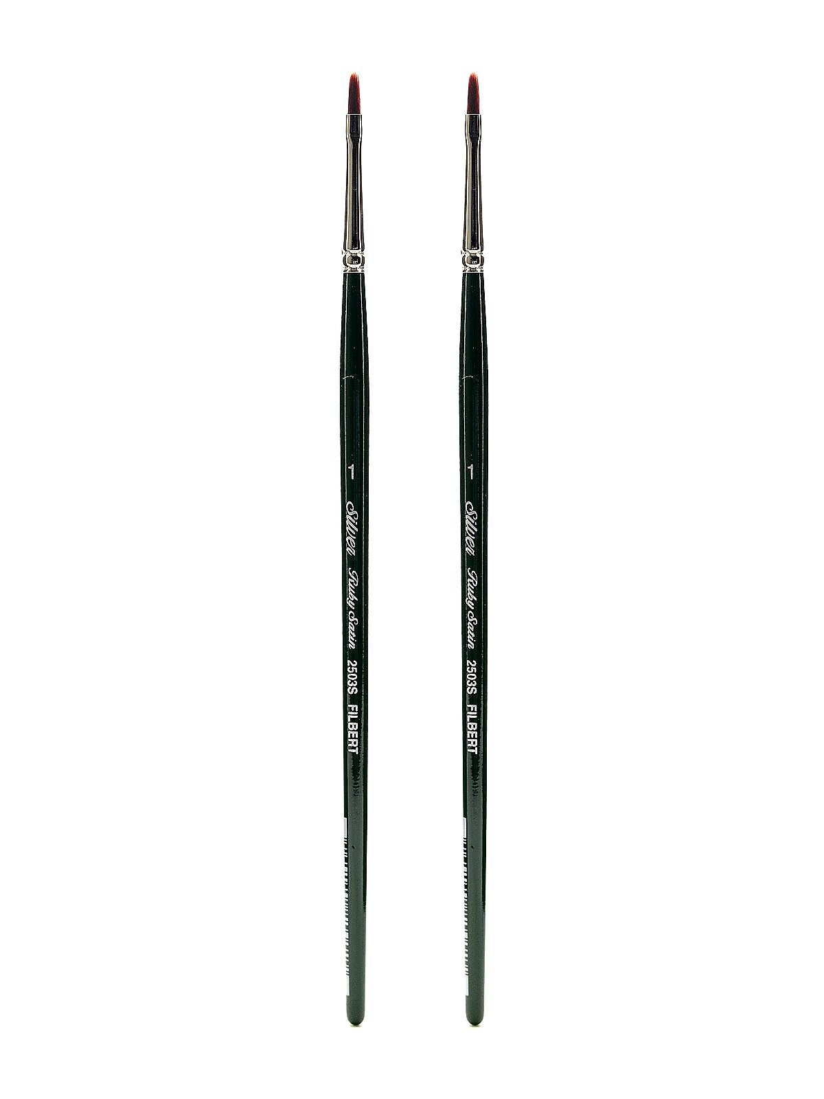 Silver Brush Ruby Satin Series Synthetic Brushes, Short Handle 1 Filbert 2503S, Pack of 2 (PK2-2503S-1)