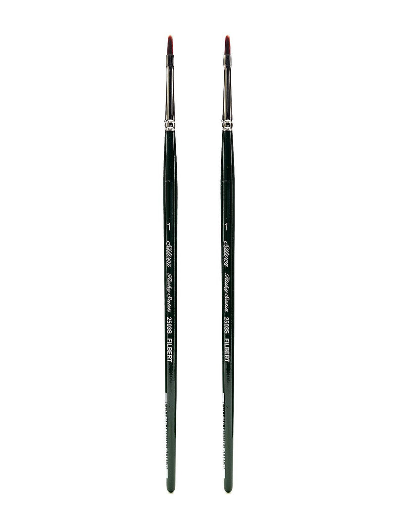 Silver Brush Ruby Satin Series Synthetic Brushes, Short Handle 1 Filbert 2503S, Pack of 2 (PK2-2503S-1)