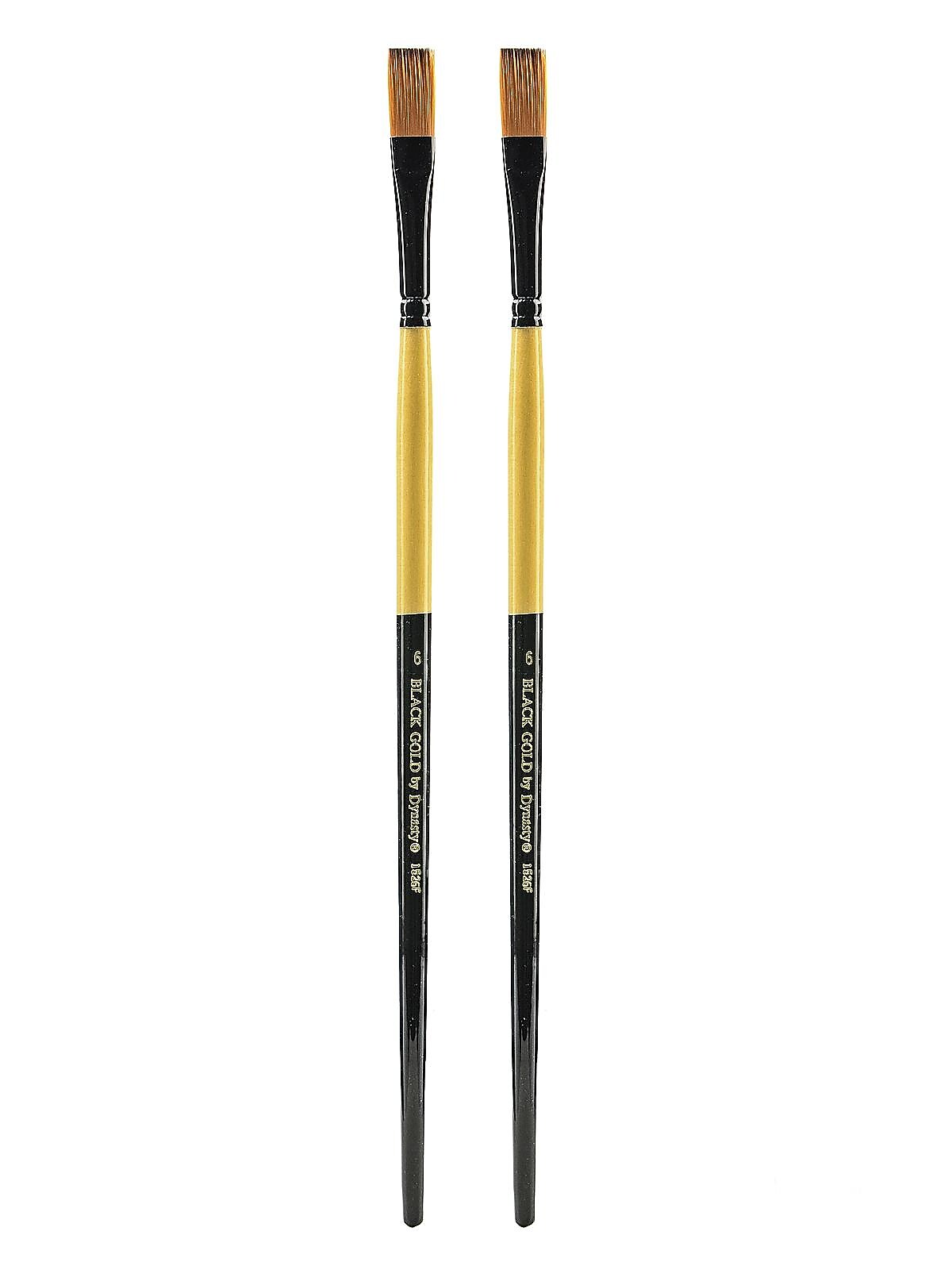 Dynasty Black Gold Series Long Handled Synthetic Brushes 6 flat 1526F, 2/Pack (PK2-12152)