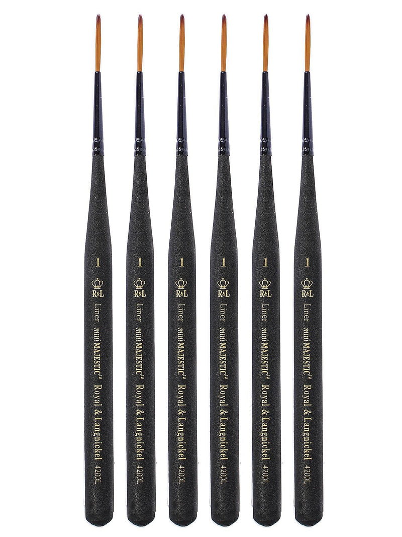 Royal and Langnickel Series 4200 Mini-Majestic Brushes 1 liner [Pack of 6] (PK6-R4200L-1)