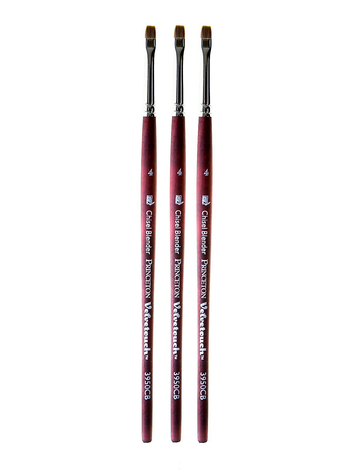 Princeton Velvetouch Mixed Media Brushes 4 chisel blender [Pack of 3] (PK3-3950CB-4)