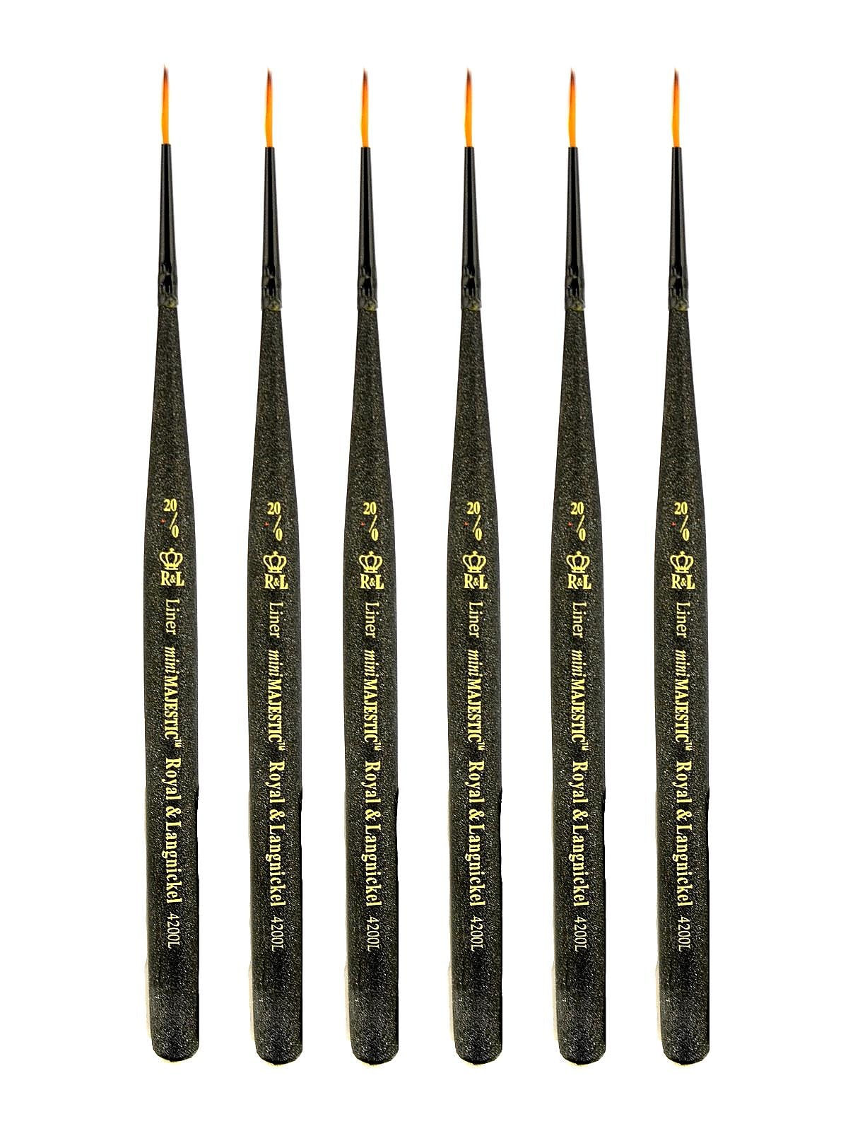 Royal and Langnickel Series 4200 Mini-Majestic Brushes 20/0 liner [Pack of 6] (PK6-R4200L-20/0)