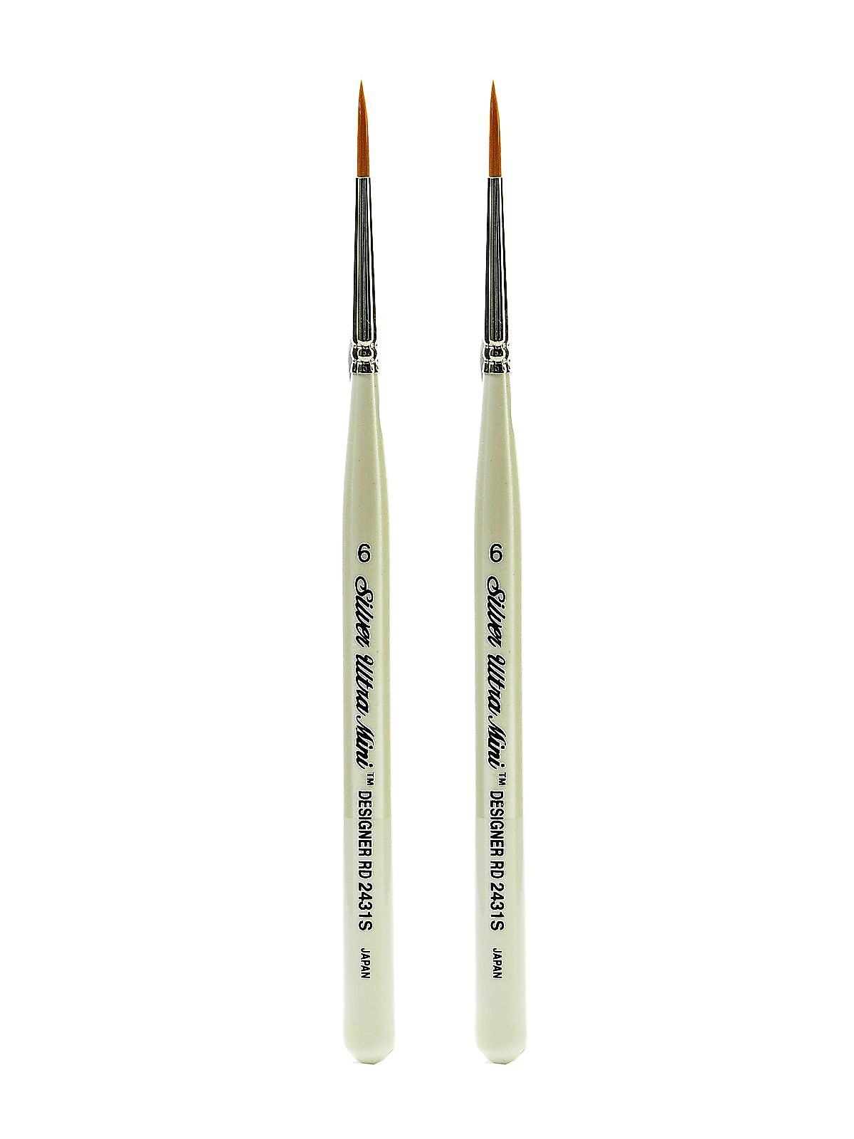 Silver Brush Ultra Mini Series Golden Taklon Brushes, 6 Designer Round, Pack of 2 (PK2-2431S-6)