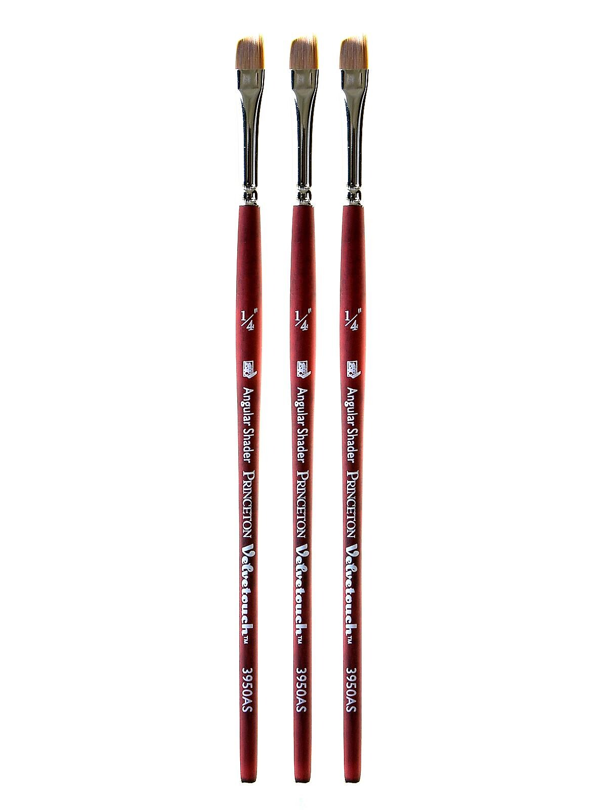 Princeton Velvetouch Mixed Media Brushes 025 angular shader [Pack of 3] (PK3-3950AS-025)