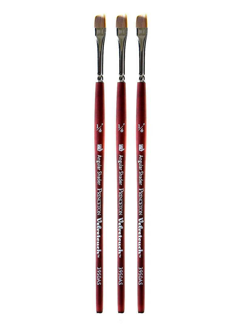 Princeton Velvetouch Mixed Media Brushes 025 angular shader [Pack of 3] (PK3-3950AS-025)