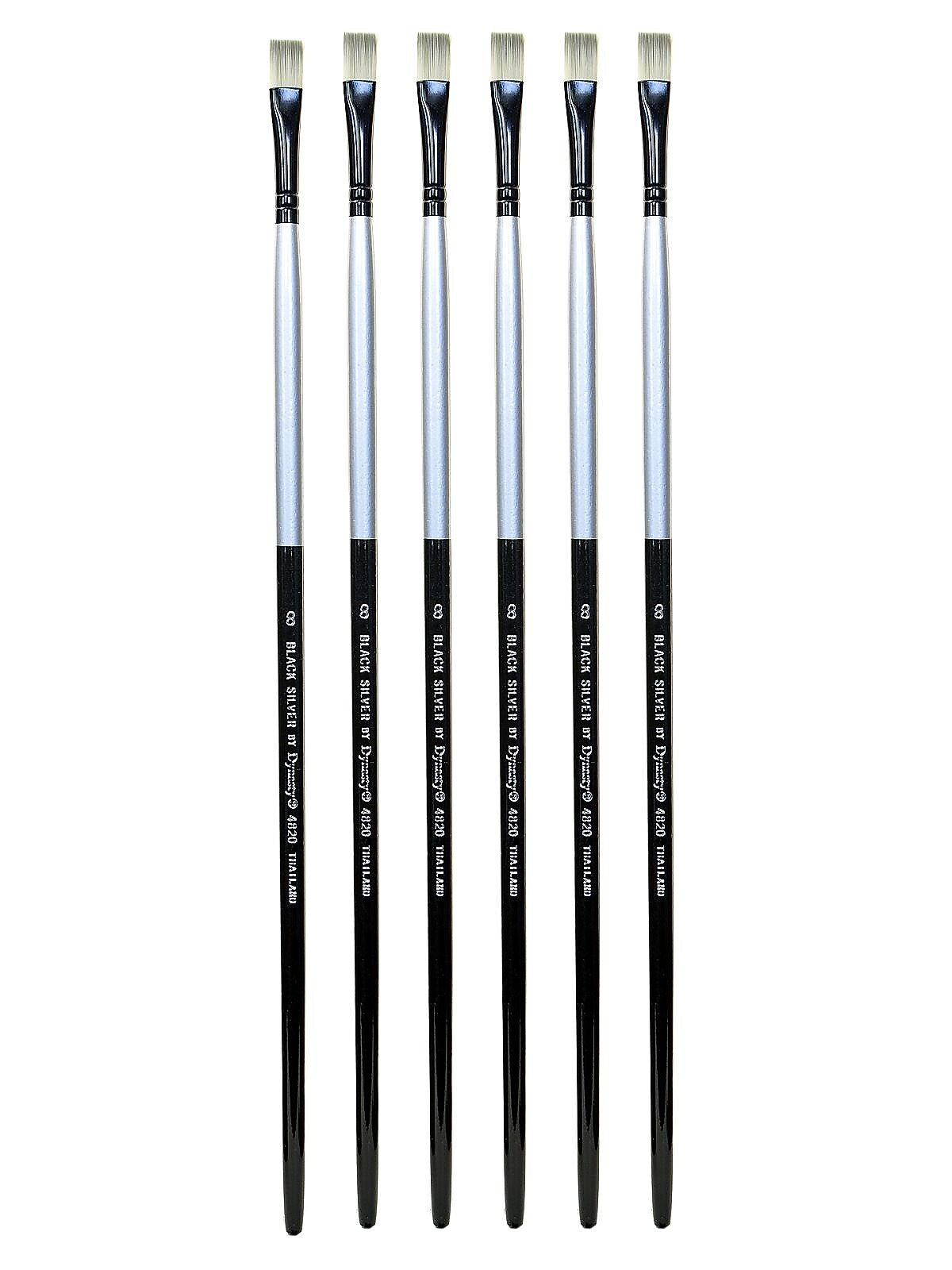 Dynasty Black Silver Bright Long Handle 8, 6/Pack (PK6-32843)