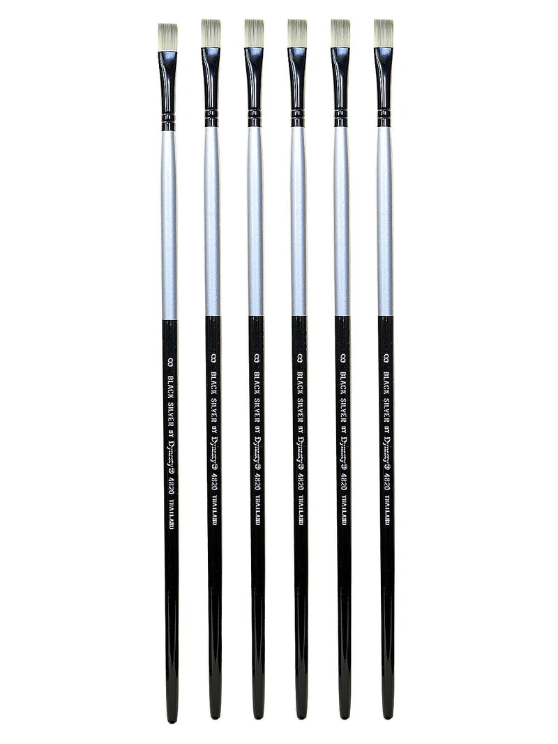 Dynasty Black Silver Bright Long Handle 8, 6/Pack (PK6-32843)