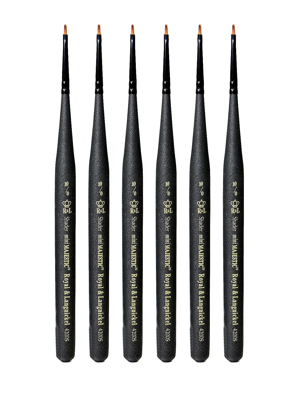 Royal and Langnickel Series 4200 Mini-Majestic Brushes, 10/0 Shader, Pack of 6 (PK6-R4200S-10/0)