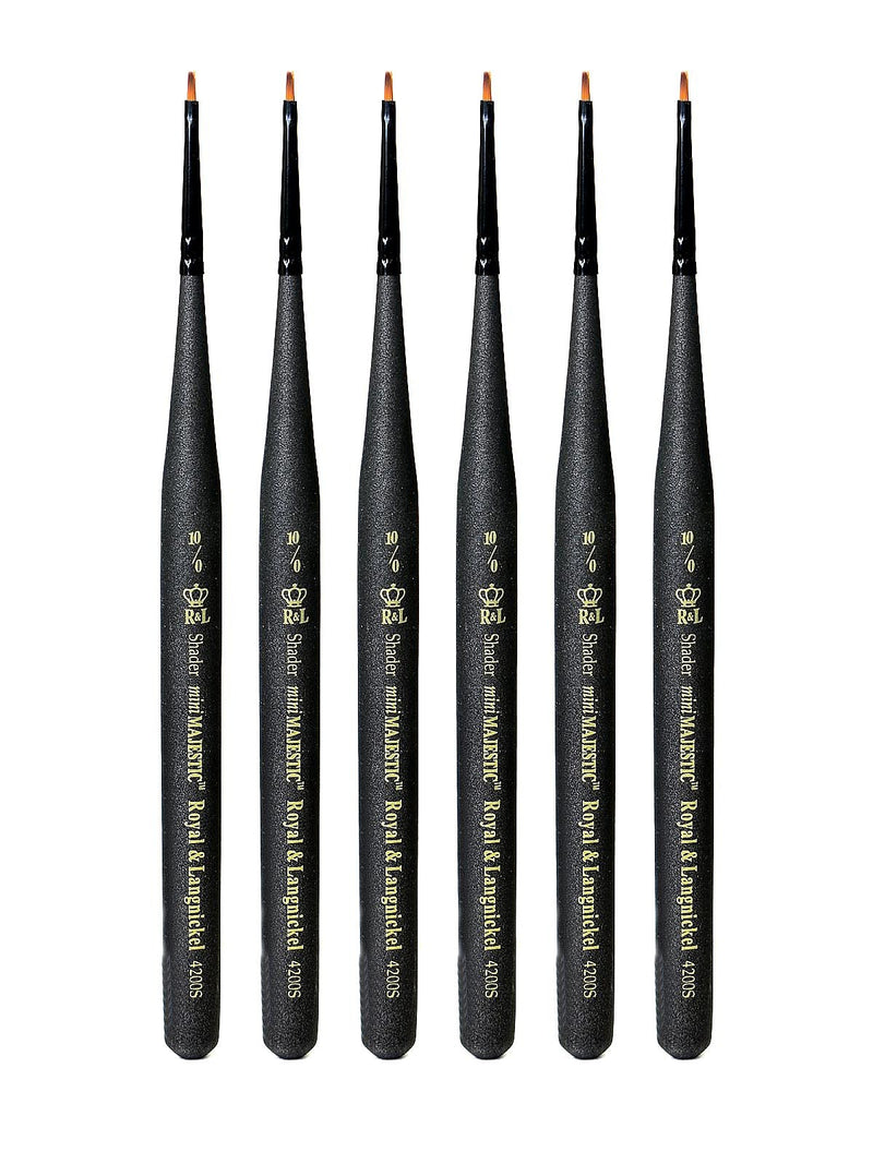 Royal and Langnickel Series 4200 Mini-Majestic Brushes, 10/0 Shader, Pack of 6 (PK6-R4200S-10/0)