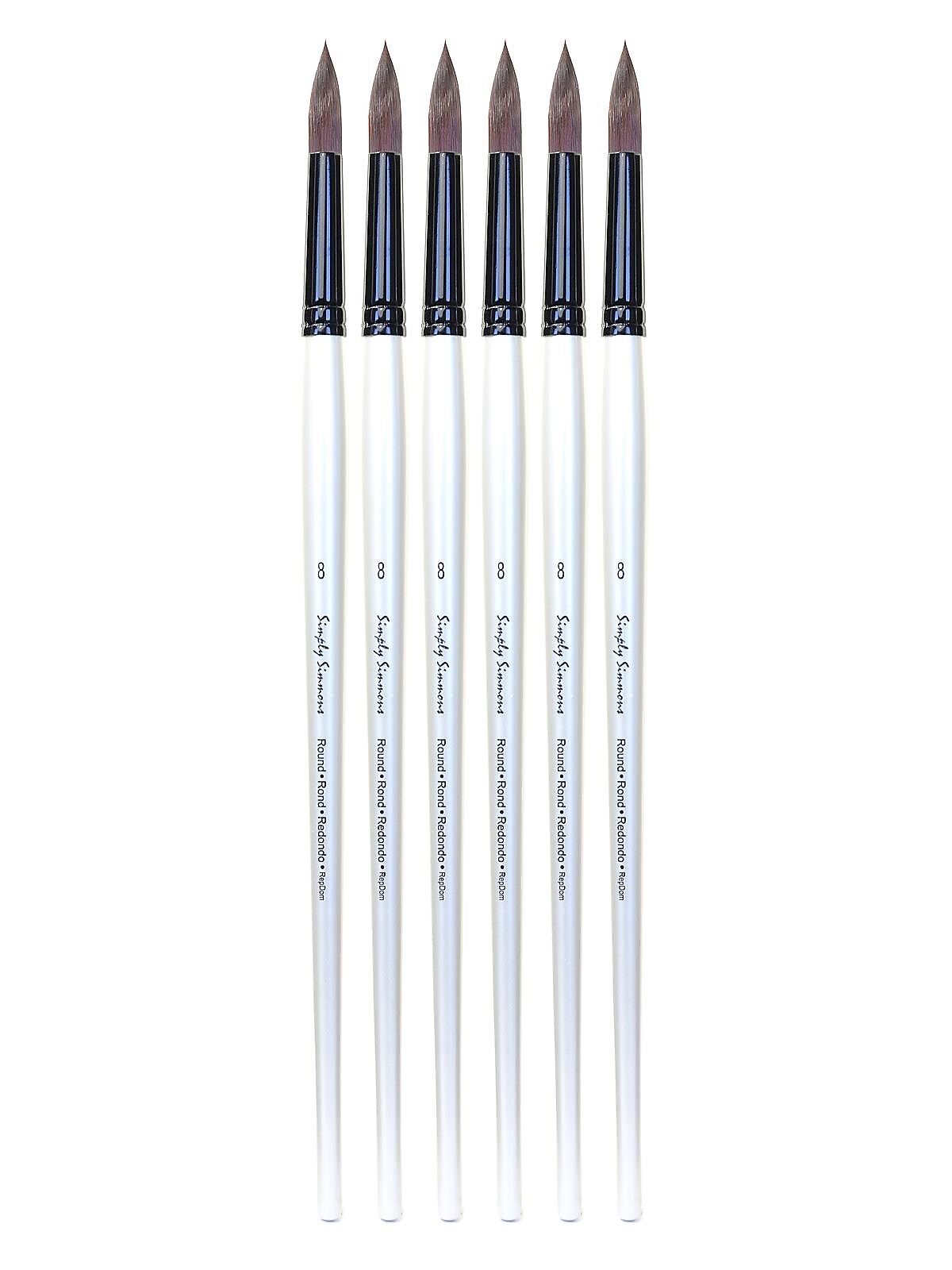 Robert Simmons Simply Simmons Extra Firm Filament Round Long Handle 8, Pack of 6 (PK6-255345008)