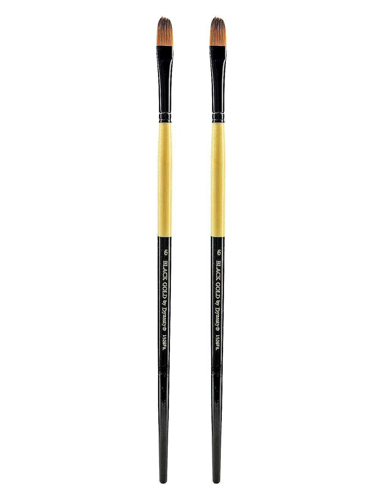 Dynasty Black Gold Series Long Handled Synthetic Brushes 6 filbert 1526FIL, 2/Pack (PK2-12168)