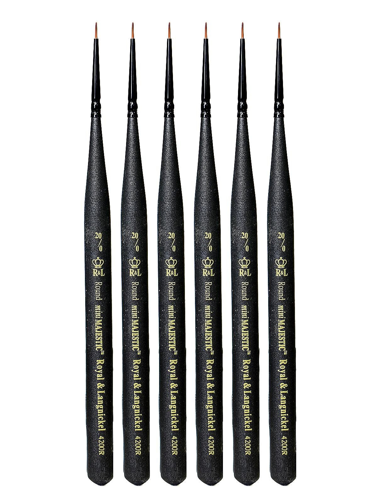 Royal and Langnickel Series 4200 Mini-Majestic Brushes 20/0 round [Pack of 6] (PK6-R4200R-20/0)