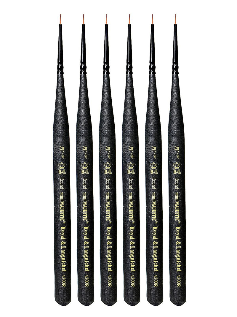 Royal and Langnickel Series 4200 Mini-Majestic Brushes 20/0 round [Pack of 6] (PK6-R4200R-20/0)