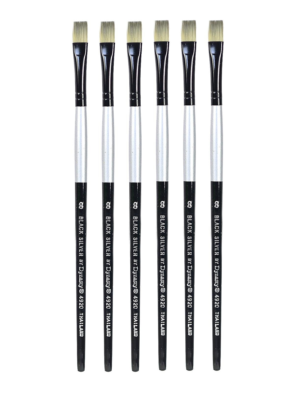 Dynasty Black Silver Bright Short Handle 8, 6/Pack (PK6-32806)