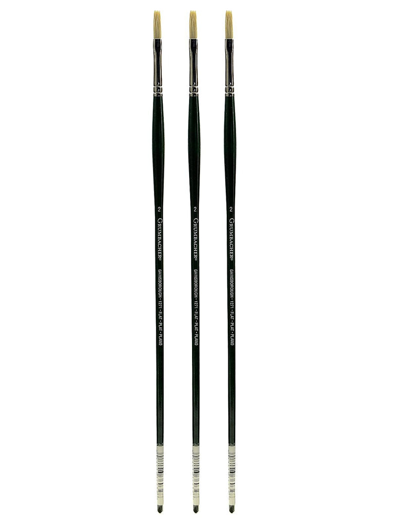 Grumbacher Gainsborough Oil and Acrylic Brushes 2 flat [Pack of 3] (PK3-1271F.2)