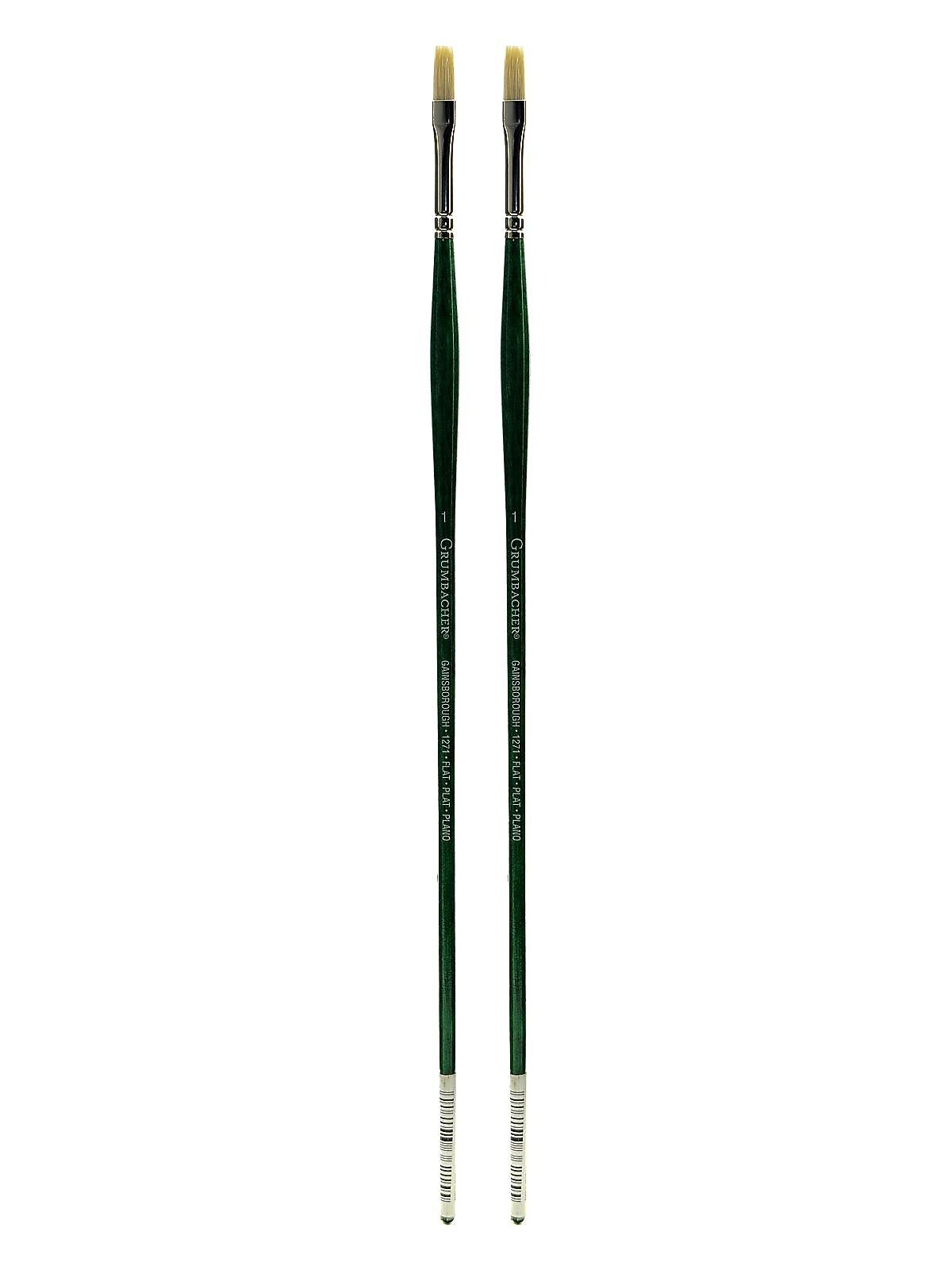 Grumbacher Gainsborough Oil and Acrylic Brushes 1 flat [Pack of 2] (PK2-1271F.1)