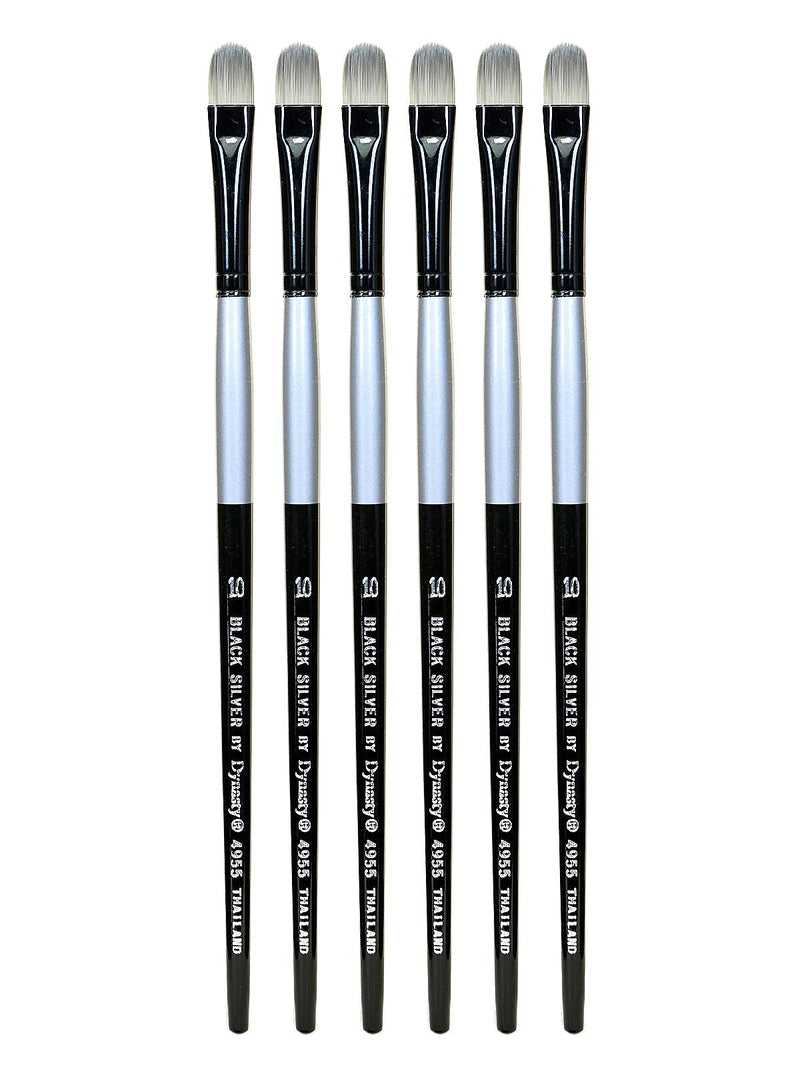 Dynasty Black Silver oval Short Handle 10, Pack of 6 (PK6-32774)
