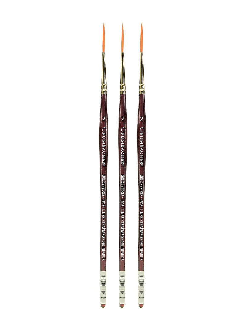 Grumbacher Goldenedge Watercolor Brushes 2 liner [Pack of 3] (PK3-4623.2)