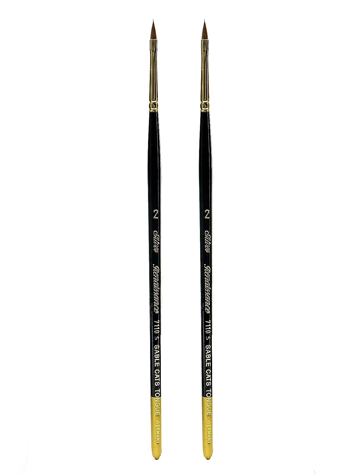 Silver Brush Renaissance Series Brushes Short Handle 2 cat's tongue [Pack of 2] (PK2-7110S-2)