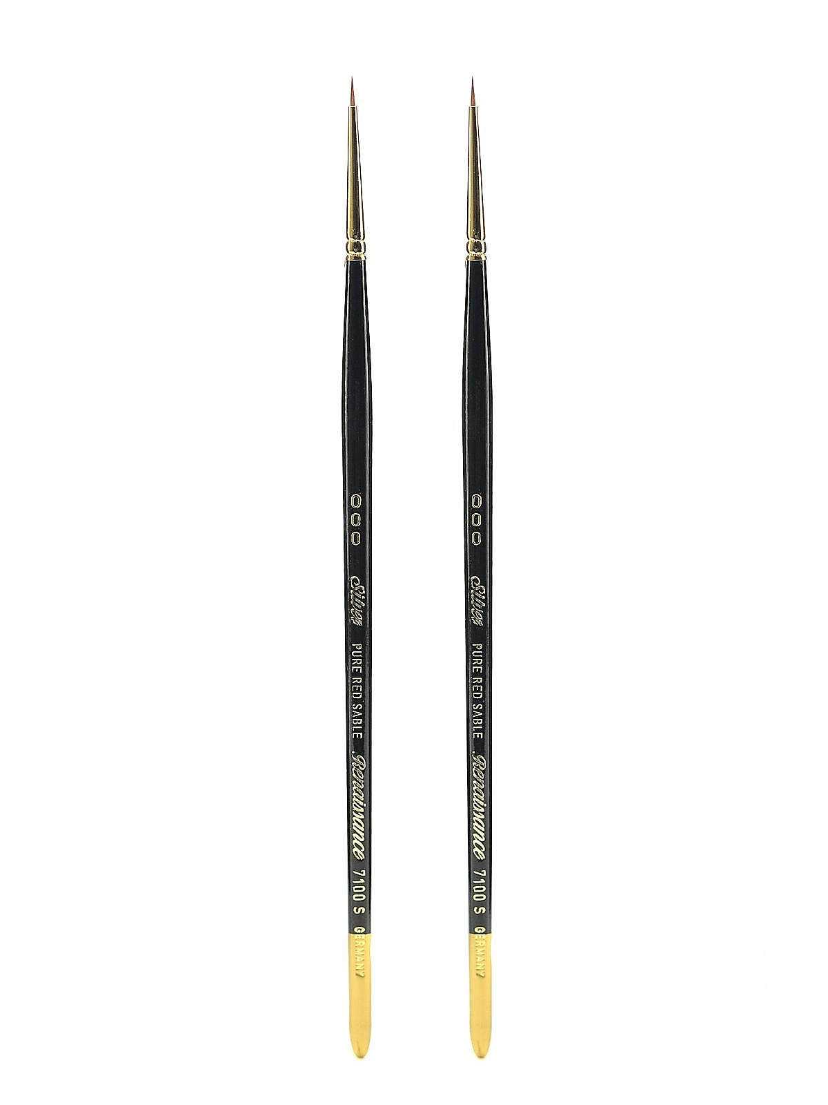 Silver Brush Renaissance Series Brushes, Short Handle 3/0 Round, Pack of 2 (PK2-7100S-3/0)
