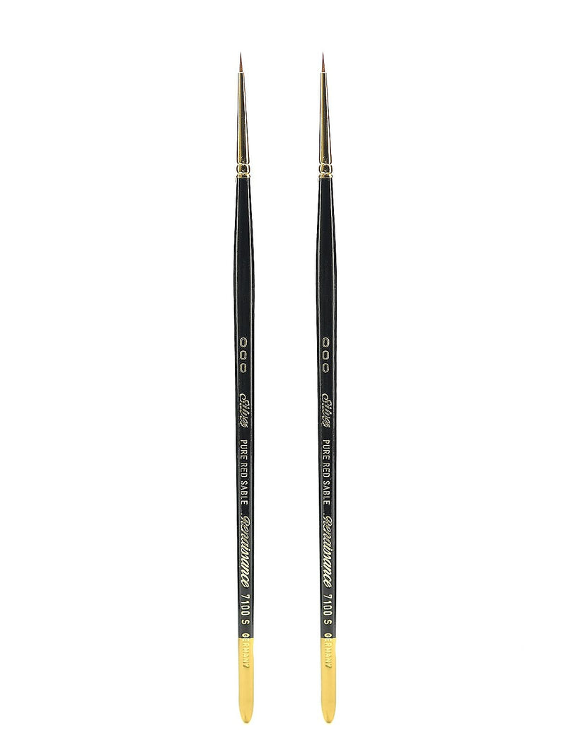 Silver Brush Renaissance Series Brushes, Short Handle 3/0 Round, Pack of 2 (PK2-7100S-3/0)