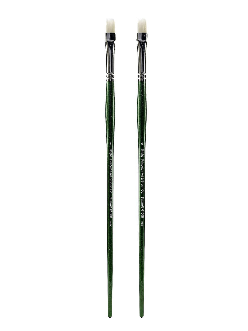 Princeton 6100 Summit White Synthetic Long Handle Brushes, 6 Bright, Pack of 2 (PK2-6100B-6)