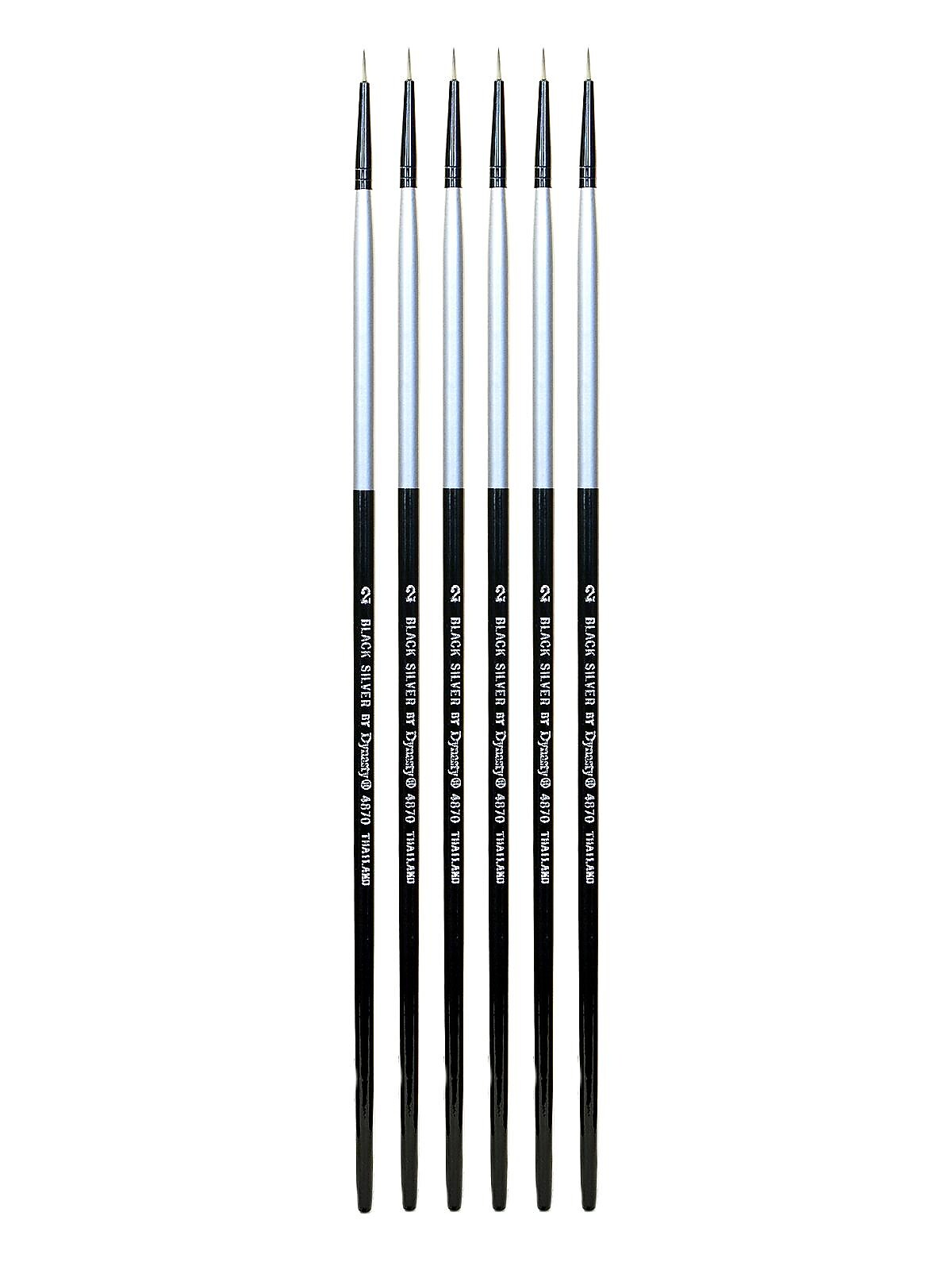 Dynasty Black Silver Round Long Handle 2, Pack of 6 (PK6-32854)