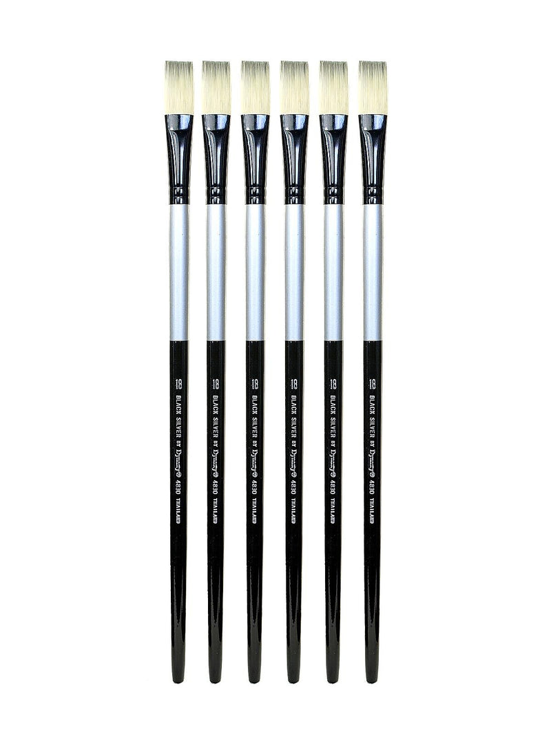 Dynasty Black Silver Flat Long Handle 18, Pack of 6 (PK6-32852)