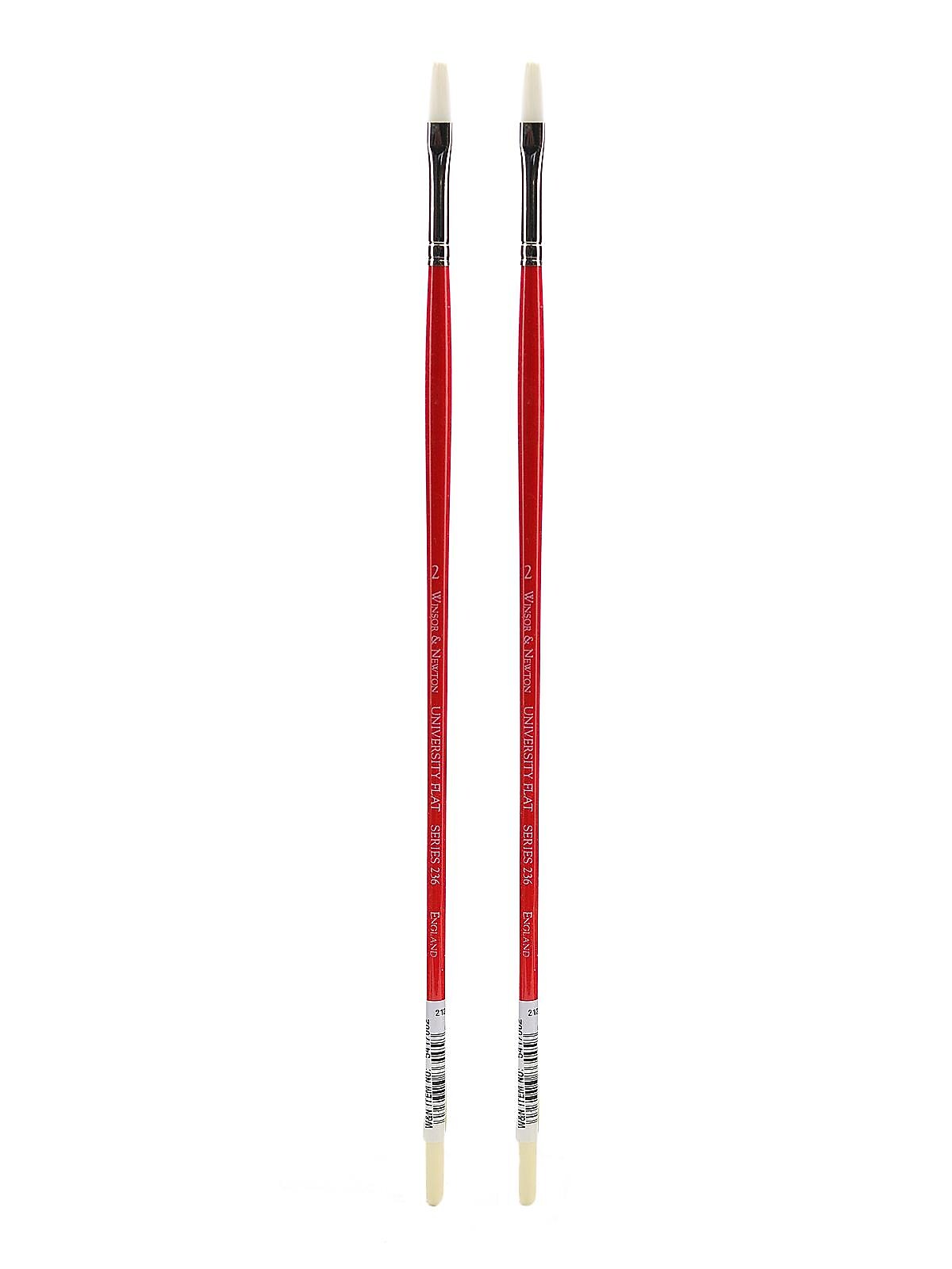 Winsor and Newton University Series Long Handled Brushes 2 flat 236 [Pack of 2] (PK2-5417002)