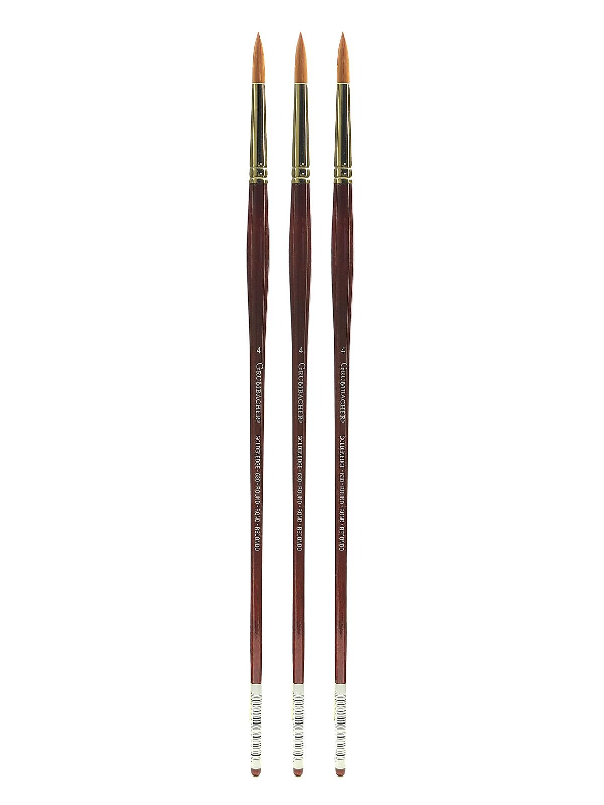 Grumbacher Gainsborough Oil and Acrylic Brushes, 4 Flat, Pack of 3 (PK3-1271F.4)