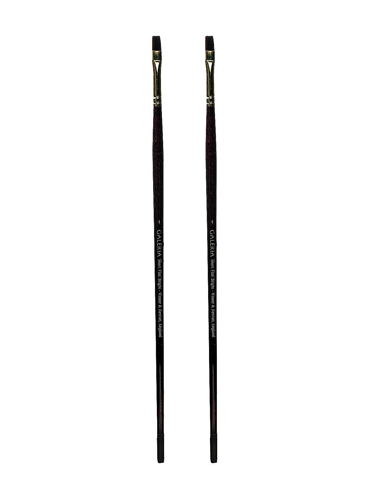 Winsor and Newton Galeria Long Handled Brushes, 4 Flat/Bright, Pack of 2 (PK2-5731004)