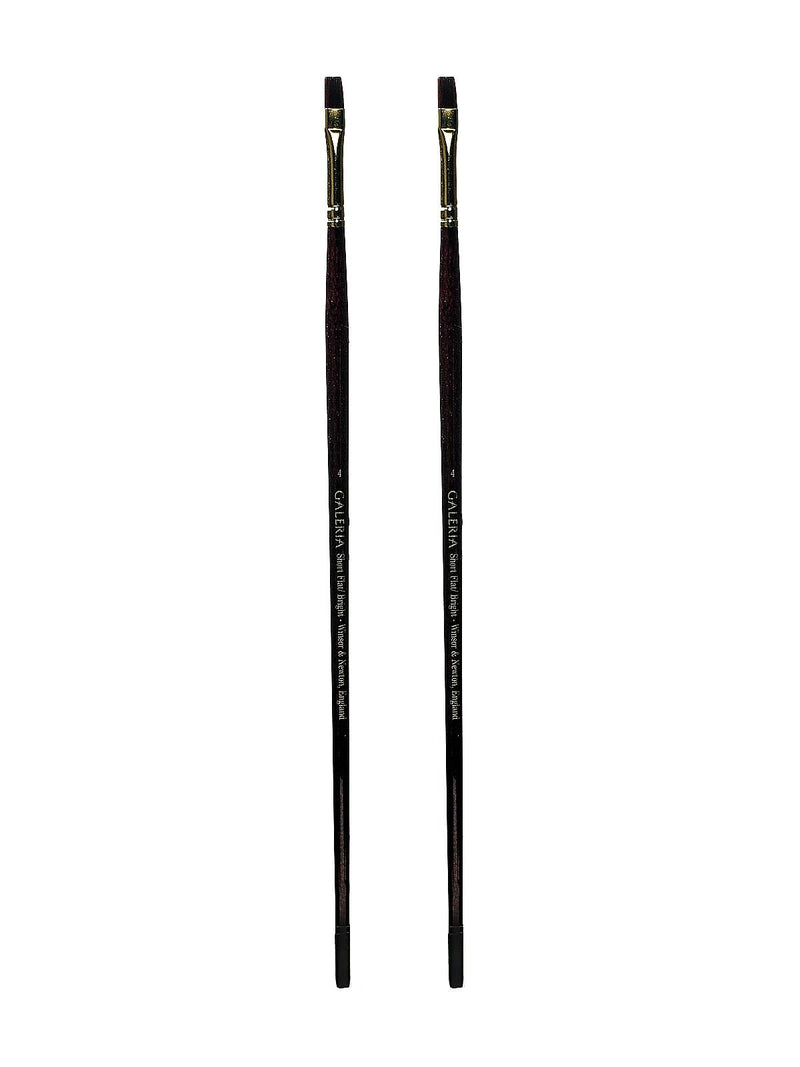 Winsor and Newton Galeria Long Handled Brushes, 4 Flat/Bright, Pack of 2 (PK2-5731004)
