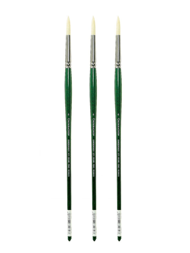 Grumbacher Gainsborough Oil and Acrylic Brushes, 6 Round, Pack of 3 (PK3-1271R.6)