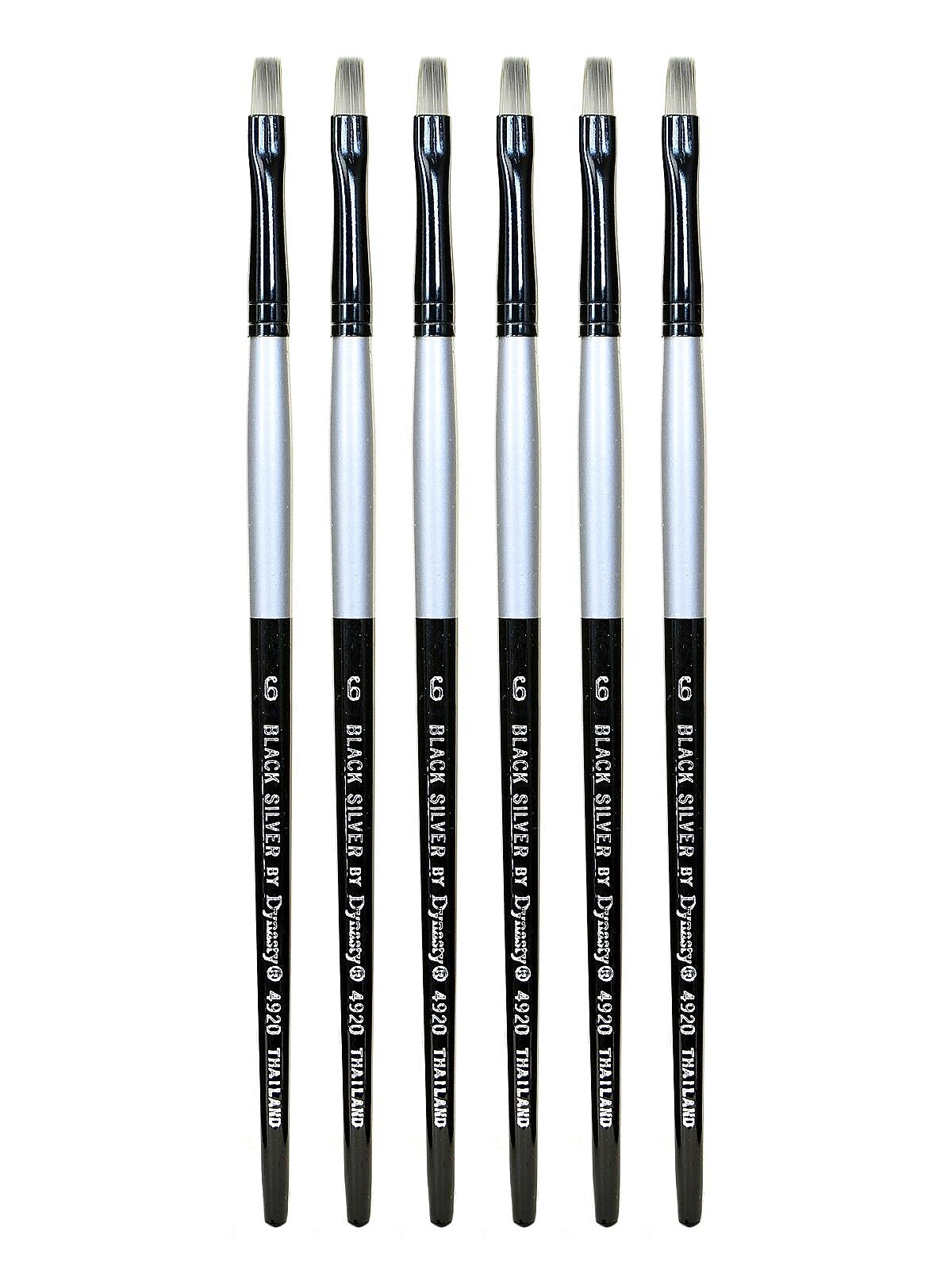 Dynasty Black Silver Bright Short Handle 6, Pack of 6 (PK6-32805)
