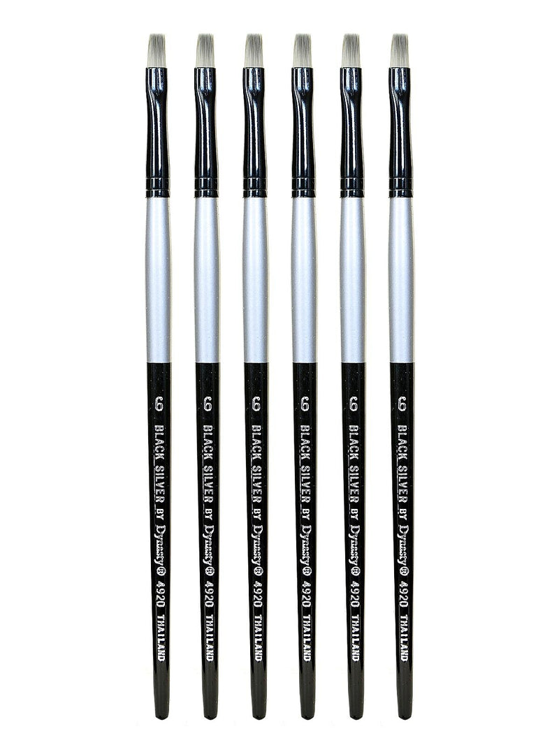Dynasty Black Silver Bright Short Handle 6, Pack of 6 (PK6-32805)
