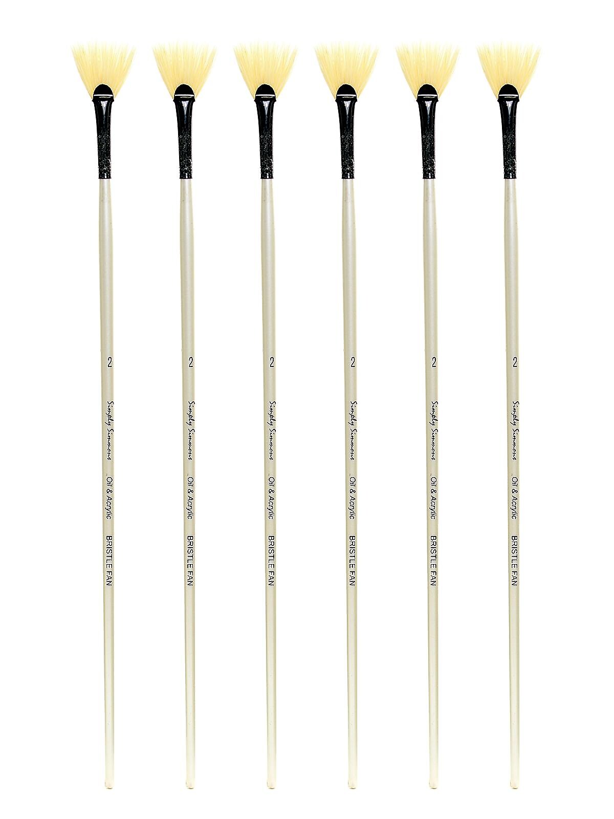 Robert Simmons Simply Simmons Long Handle Brushes, 2 Bristle Fan, Pack of 6 (PK6-255146002)