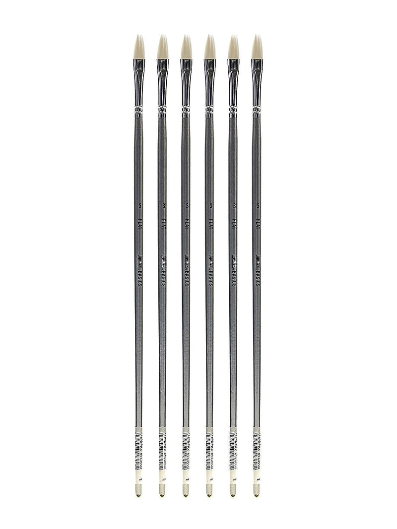 Liquitex Basics Brushes, Flat No. 3, Pack of 6 (PK6-6923003)