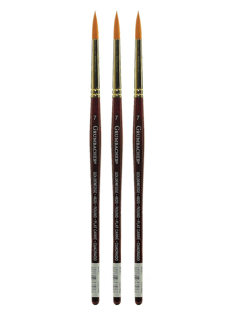 Grumbacher Goldenedge Watercolor Brushes, 7 Round, Pack of 3 (PK3-4620.7)
