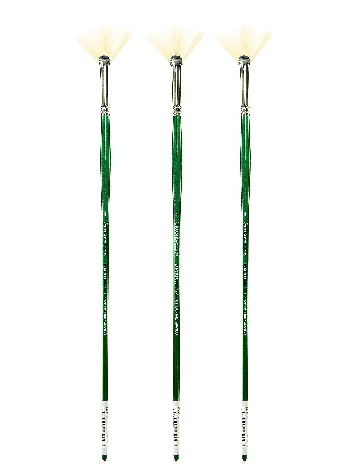 Grumbacher Gainsborough Oil and Acrylic Brushes, 4 Fan, Pack of 3 (PK3-1271N.4)