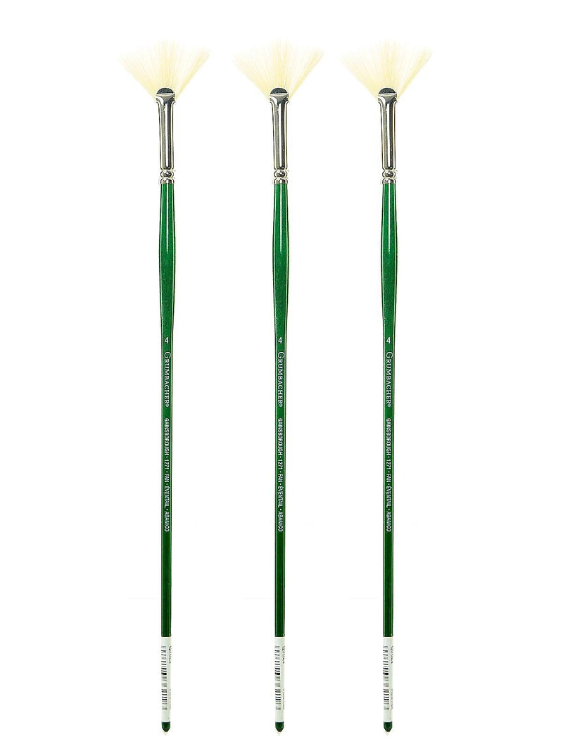 Grumbacher Gainsborough Oil and Acrylic Brushes, 4 Fan, Pack of 3 (PK3-1271N.4)
