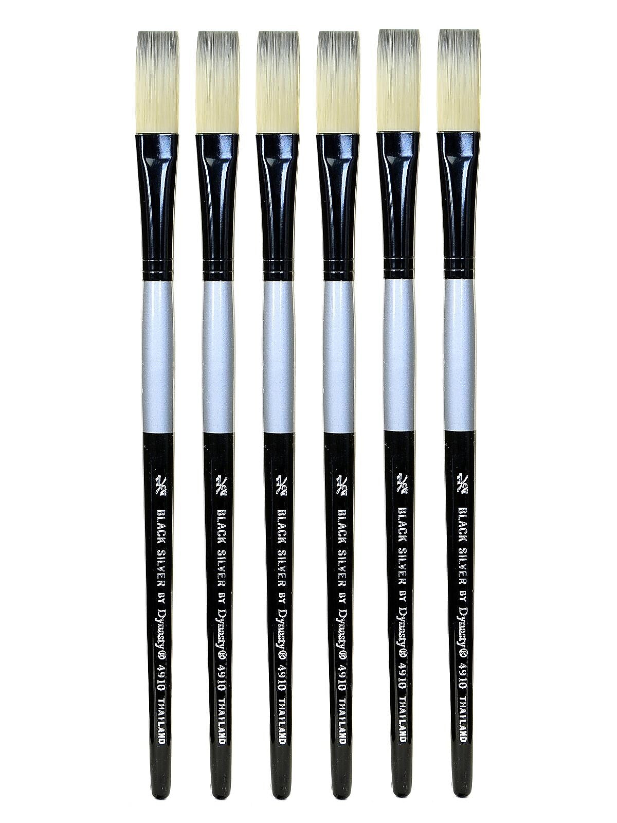 Dynasty Black Silver Stroke Short Handle 1/2, Pack of 6 (PK6-32800)