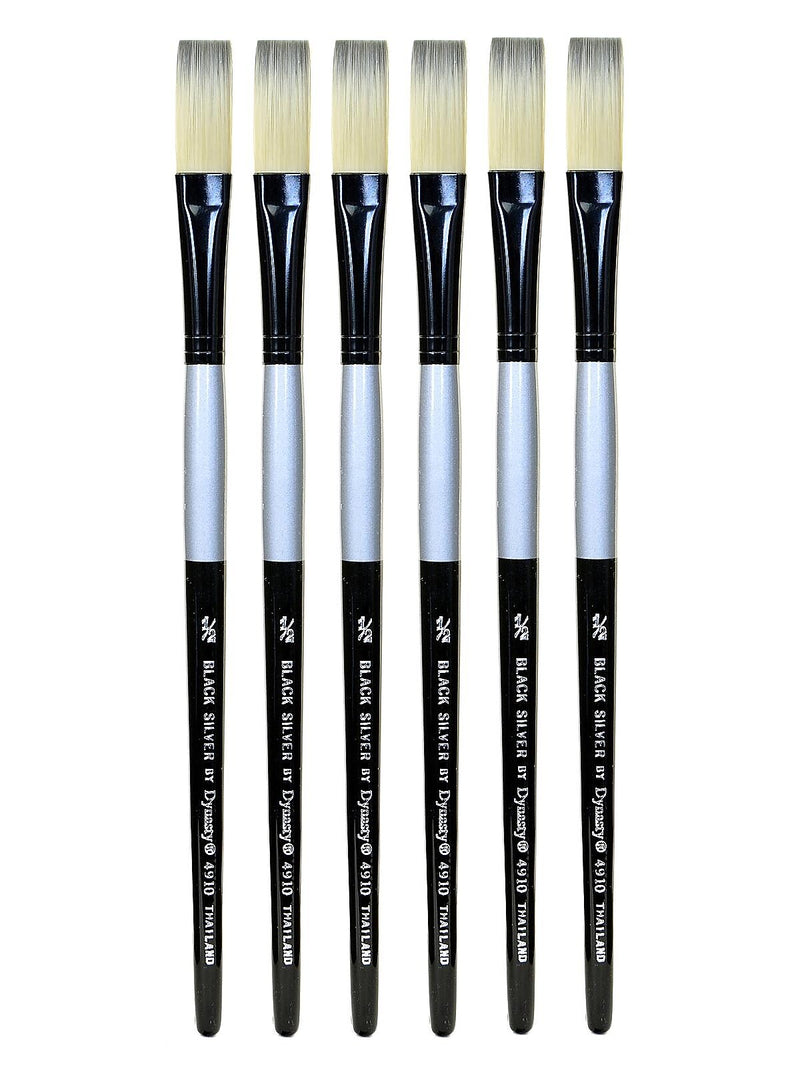 Dynasty Black Silver Stroke Short Handle 1/2, Pack of 6 (PK6-32800)