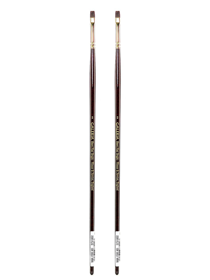 Winsor and Newton Galeria Long Handled Brushes 2 flat/bright [Pack of 2] (PK2-5731002)