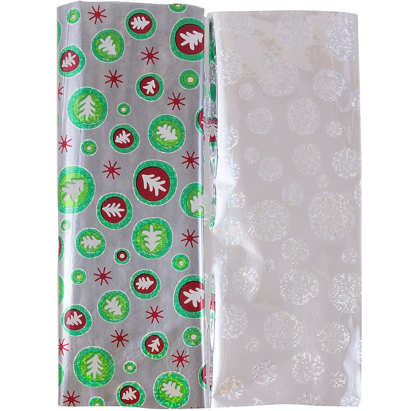 JAM Paper Christmas Wrapping Paper, Holographic Christmas Trees, 3 Sheets/Pack (11834080)
