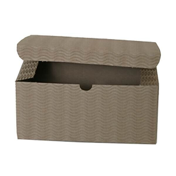JAM Paper Gift Box with Corrugated Waves, 8" x 8" x 3.5", Black Kraft (8306321)